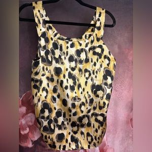 Bright Yellow and Black Watercolor Cami by Courtenay Size 16